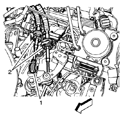 Fig. 24: Shift Lever And Selector Lever Cable End