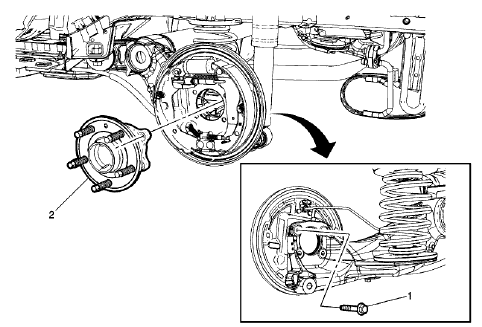 Fig. 9: Rear Wheel Bearing And Hub (With Drum Brakes)