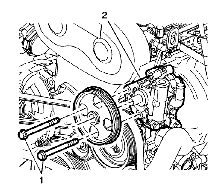 Fig. 12: Power Steering Pump And Bolts