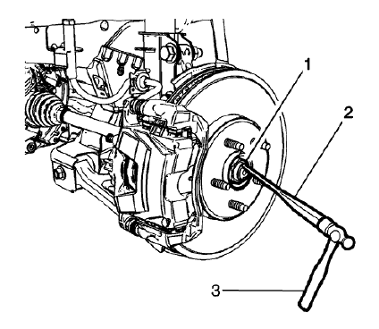 Fig. 4: Removing Stake From Wheel Drive Shaft Nut