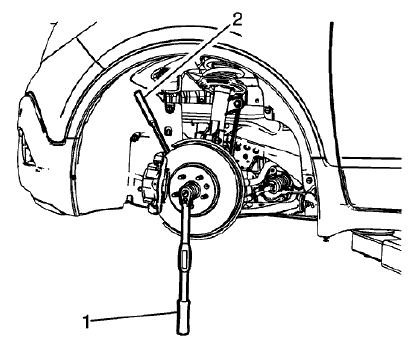 Fig. 14: Inserting Drift Or Punch In Brake Rotor Cooling Vanes