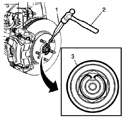 Fig. 15: Splitting Center Of Wheel Drive Shaft Nut