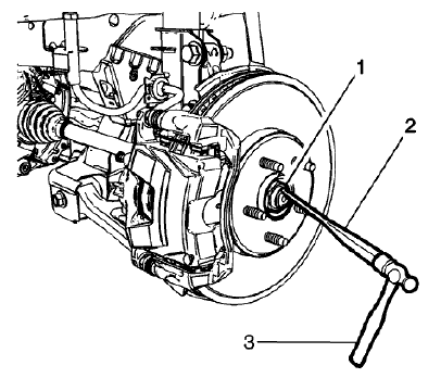 Fig. 18: Removing Stake From Wheel Drive Shaft Nut