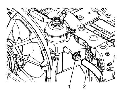 Fig. 27: Steering Fluid Reservoir Outlet Hose And Clamp