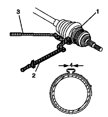 Fig. 63: View Of Outboard Seal, Large Seal Retaining Clamp & CV Joint Outer Race