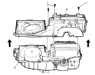 Fig. 50: Heater And Air Conditioning Evaporator And Blower Lower Case