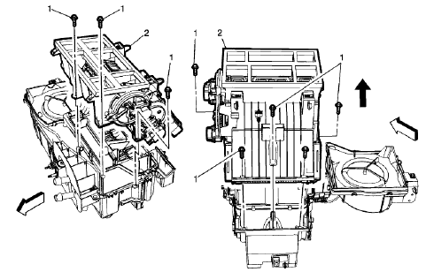 Fig. 51: Air Conditioning (A/C) Evaporator Case Assembly