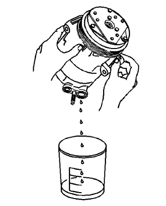 Fig. 1: Draining A/C Refrigerant Oil From Compressor
