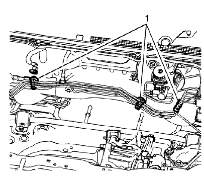 Fig. 129: Front Brake Pipe Retaining Clips