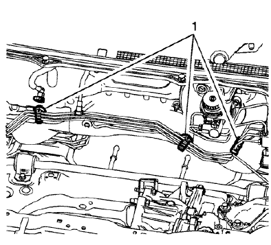 Fig. 146: Front Brake Pipe Retaining Clips
