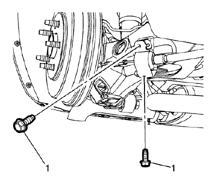 Fig. 51: Right Rear Parking Brake Cable Bracket Bolts