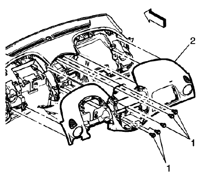 Fig. 14: Instrument Panel Assembly Upper Trim Panel