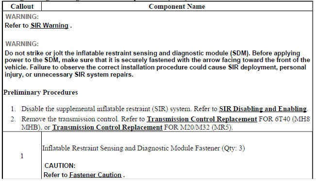Airbag Sensing and Diagnostic Module Replacement (Encore)