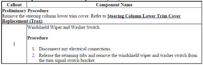 Windshield Wiper and Washer Switch Replacement (Encore)