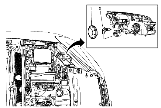 Fig. 24: Headlamp Bulb - Left Side (High Beam)