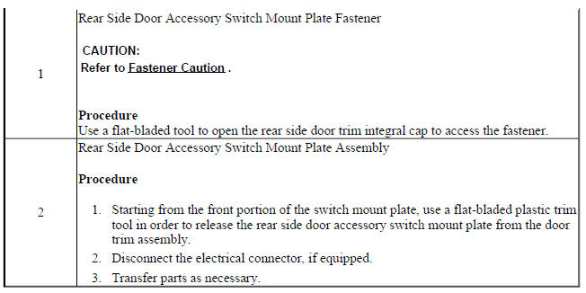 Rear Side Door Accessory Switch Mount Plate Replacement (Encore)
