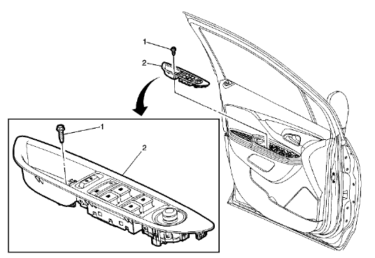Fig. 3: Front Side Door Armrest Switch Mount Plate - Driver Side Door